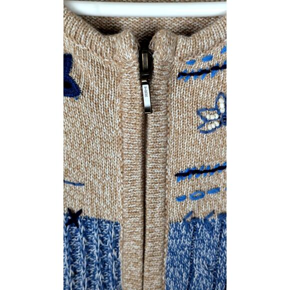 Allison Daley Zip up cardigan Sz M Patchwork Embroidered Beaded Floral Y2K EUC - Picture 3 of 13